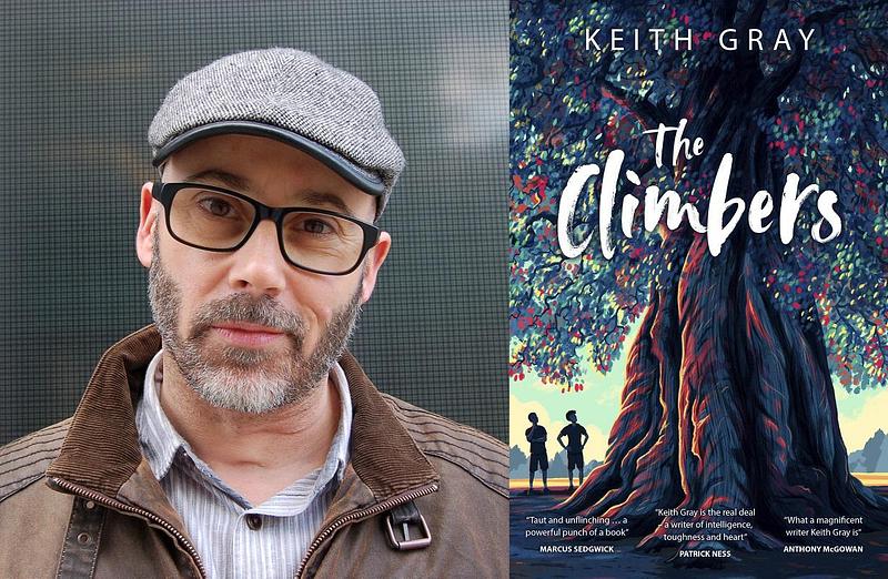 The Climbers book cover and Author Keith Gray headshot